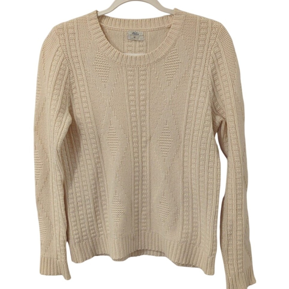 J Crew Wallace 100% Merino Wool Cable Knit Sweater Medium FLAWED